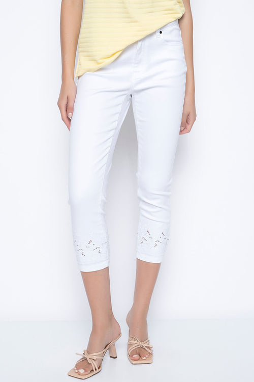 Ulla Popken Women's Plus Size Stretch Capri Pants White 14 653934