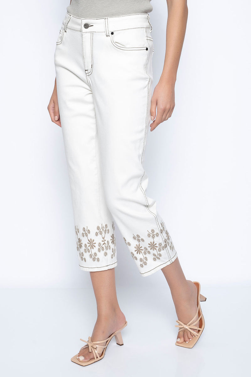 Wide-Leg Cropped Jeans Front View