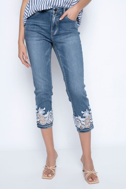 Cut-Out Embroidered Jeans by Picadilly Canada