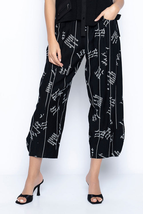 Scribble Print Balloon Pants close up view