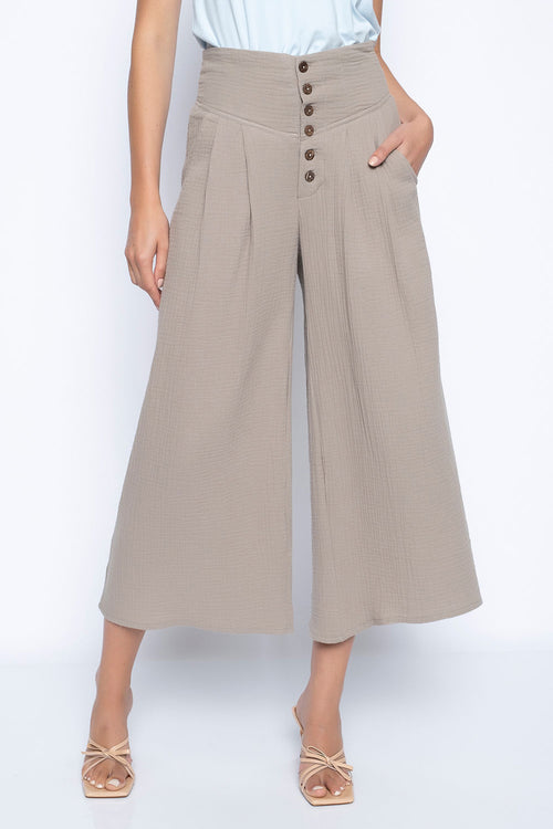 Pleated Wide-Leg Pants Front View