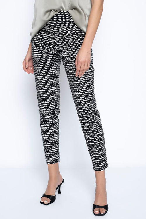 Buy the Womens Black White Check Print Slim Fit Pull-on Ankle