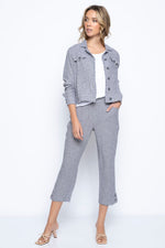 Fringed Denim Style Jacket Full Length