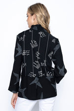 Scribble Print Button Front Jacket Front view back view