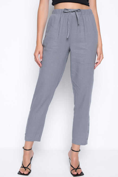 Pull-On Slim Pants With Buttons in grey by Picadilly Canada