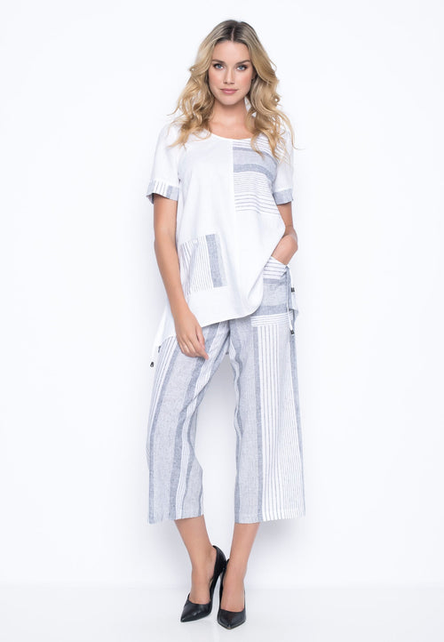 Belted pure linen wide-leg cropped pant, Contemporaine, Shop Women's  Capris Online in Canada