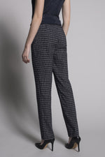 Back view Dash Grid Print Pull-On Straight Leg Pants by Picadilly Canada