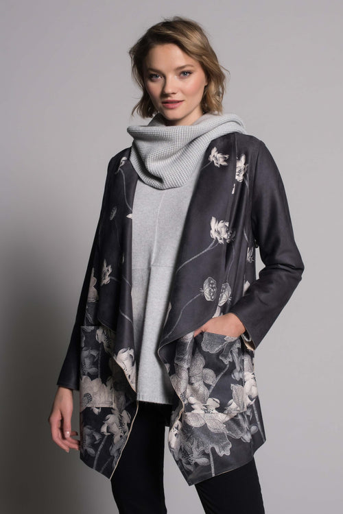 Draped Lapel Open Front Jacket by picadilly canada