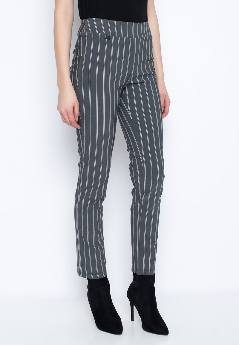 Stripe Pull-On Straight Leg Pants by Picadilly Canada