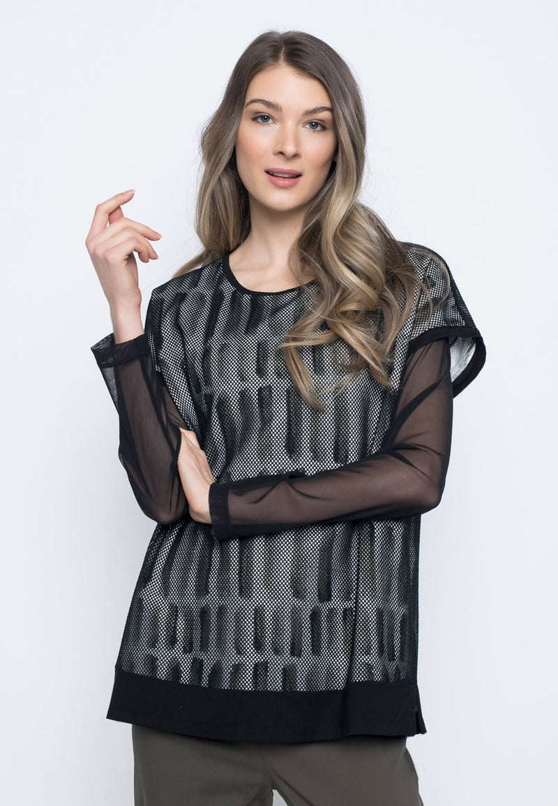 Mesh Overlay Relaxed Fit Top by picadilly canada