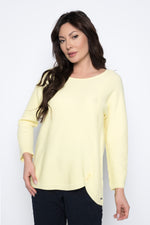 3/4 Sleeve Sweater Top W/ Curved Hem by Picadilly Canada
