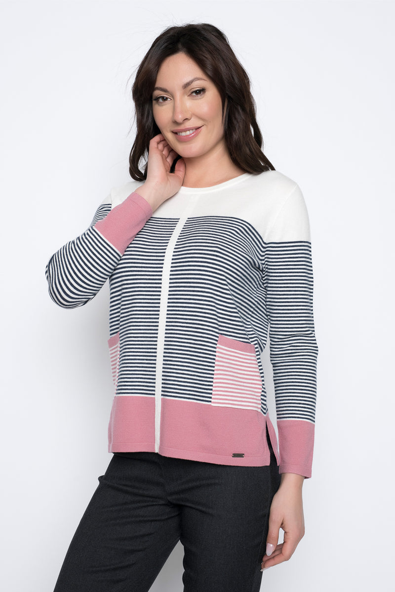 Double Pocket Stripe Top by Picadilly Canada