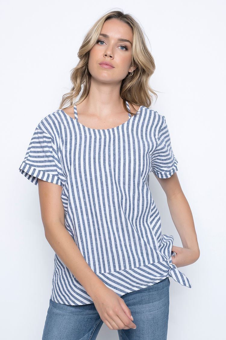 Tie-Front Top with Strappy Neckline by Picadilly Canada