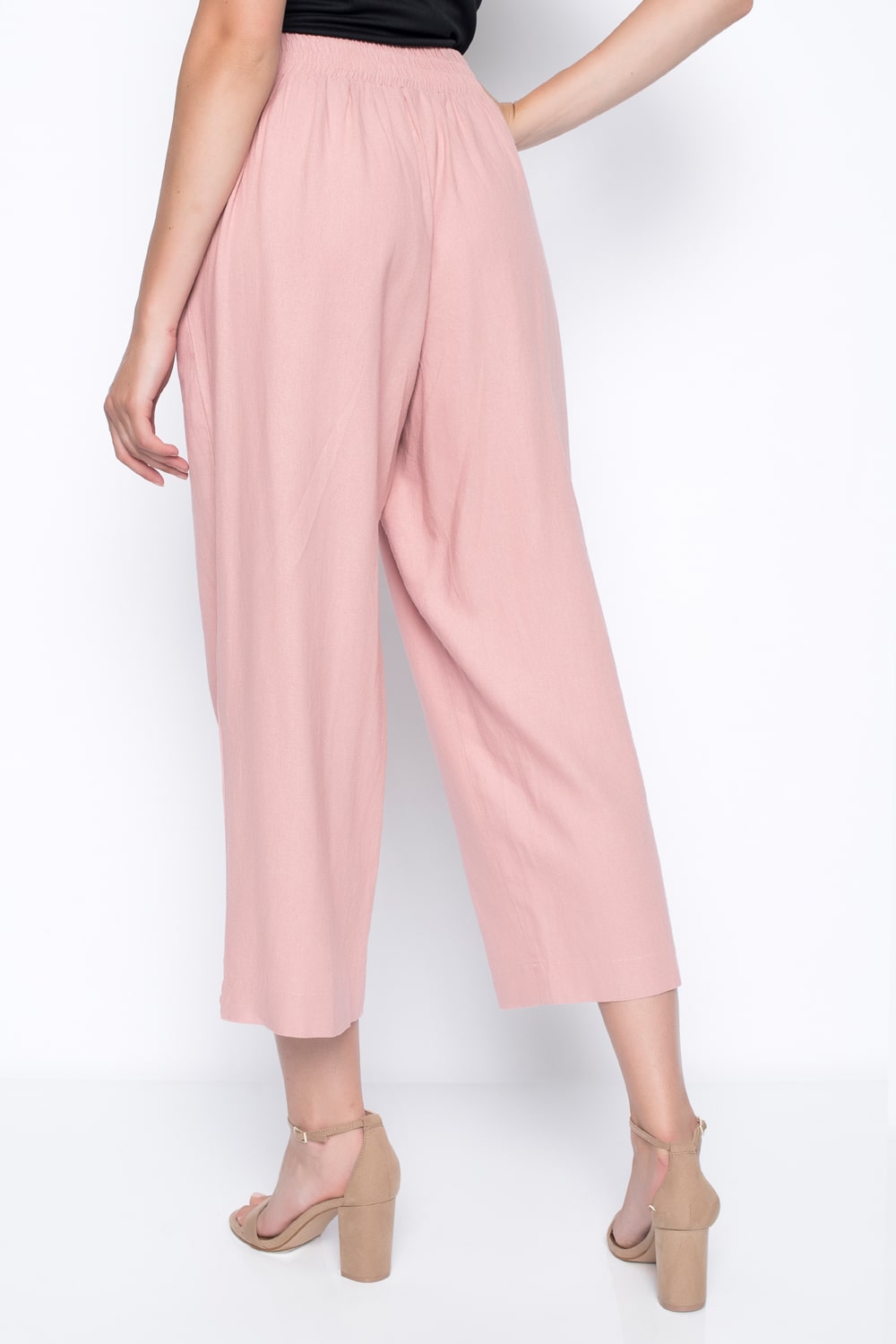 Button-Trim Wide-Leg Cropped Pants, Picadilly Canada